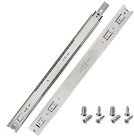 HELPMATE Schubladenschienen push-to-open Vollauszug 500 mm 1 Paar 2er Set Kugelvollauszüge Schubladenauszug Schienensystem Schubladenführung Stahl verzinkt silber inkl. Befestigungsmaterial