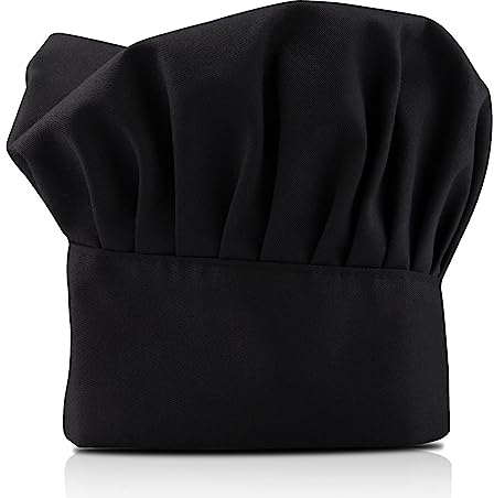 ZKSMNB Kochmütze Verstellbarer Küchenkochhut Gastronomiehut mit Elastischer für Männer, Frauen, Kochen, schwarz, 1 Stück