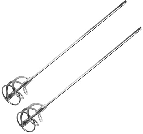 2 fruste per miscelatore a spirale SDS argentate per trapano in secchi da 1 a 5 galloni, adatte a tutti gli standard (dimensioni: 10,2 x 50,8 cm, circa 100 mm x 500 mm)