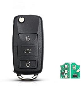 Passend für VW Passat Polo Skoda Seat 2/3/4 Tasten Flip Fernbedienung Autoschlüssel 433Mhz ID48 1J0959753 DA/AH/AG 1K0959753G (Farbe: 3 BTN 1JO959753DA)