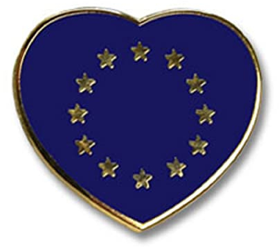 Herz-Pins Europa Flagge, Größe ca. 17 mm Pin Anstecker Herzform EU Europäische Union Clip Anstecknadel Button