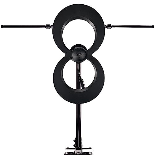 Antennas Direct ClearStream MAX-XR UHF VHF Indoor Outdoor TV Antenna, Multi-Directional, 60-Mile Range, UHF 4K, NEXTGEN TV – w/ 20-inch Mast (Black)