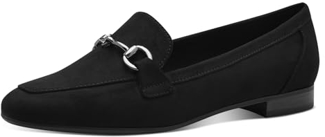 MARCO TOZZI Damen Loafer ohne Absatz Vegan mit Schnalle, Schwarz (Black), 37 EU