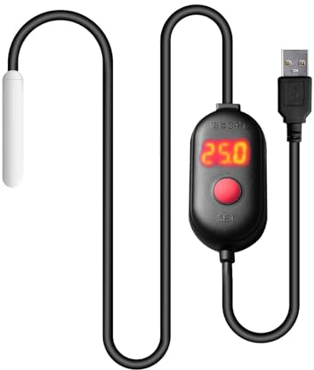 DONGKER Chauffage D'aquarium 5 V/2 A,Chauffage D'aquarium 10 W avec USB pour Aquarium de 1,0 L À 4,0 L