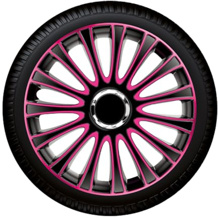 Luckyberg Radkappen 15 Zoll | Felgenabdeckung für Autofelgen und Radzierblenden 4er-Set für die meisten Automarken Radkappen aus hochwertigem Kunststoff. (ROSA/SCHWARZ)