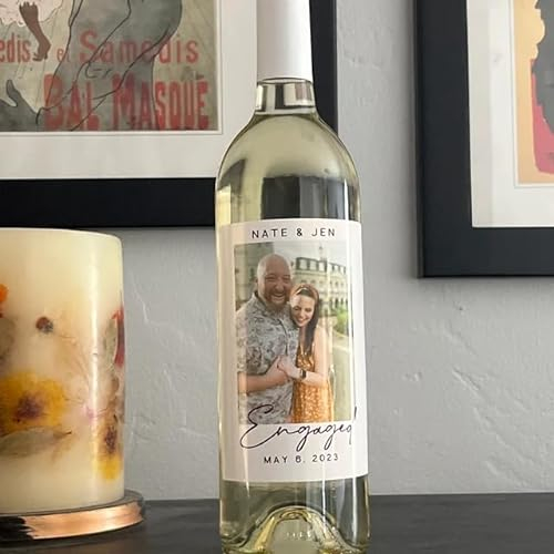 Pahdecor Adesivi personalizzati impermeabili per etichette per bottiglie di vino per matrimoni personalizzati con nome foto nome data etichetta traguardi di nozze regalo adesivo per matrimonio
