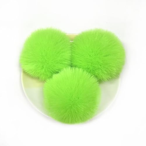 15 Stück Kunstfell Pompon Fellbommel 6cm Kunstfell Bommel Fellbommel Pom Pom DIY mit Gummiband Kunstfell Pom Ball für Mützen Schlüsselanhänger Schals Tasche Strickmütze Zubehör -Grün #2