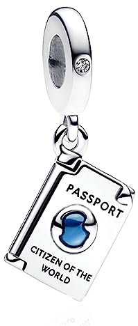 Rimgoris Charm en argent 925 pour femmes Bracelets Collier Passeport de voyage - Breloque en pampille - Cadeau