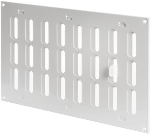 Repa Market 30 x 20 cm (Außenmaße) Rechteckig Metall Weiß Lüftungsgitter verstellbar - Einstellbar Belüftung Gitter Abdeckung für Innen und Aufen - Lüftungsgitter verschließbar 300 x 200 mm