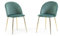 RATTATAN Sara - 2 Chaises fauteuils rembourrées en Velours ou Teddy pour Cuisine ou Salle à Manger avec Pieds en métal (Pieds dorés, Velours Vert Turquoise)