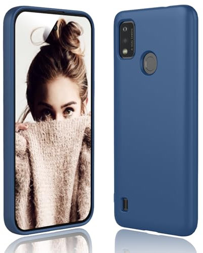 DESSEN Cover per ZTE Blade A51 - Liquido Silicone Custodia Antiurto Protezione Case Sottile e Morbida TPU Bumper con Fodera Microfibra Antigraffio, Blu