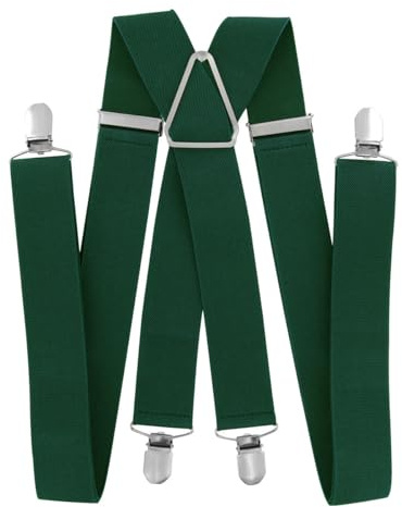 axy Hosenträger für Herren breit 3,5 cm in X-Form mit 4 Hosenträger Clips extra stark längenverstellbar 35mm (Grün)