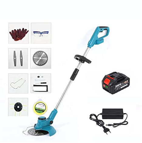Taille-bordures et coupe-bordure Tondeuse à gazon électrique sans fil de 8 pouces moteur sans balai coupe-herbe longueur réglable Angle télescopique élagage outils de jardin roue(1 battery set)