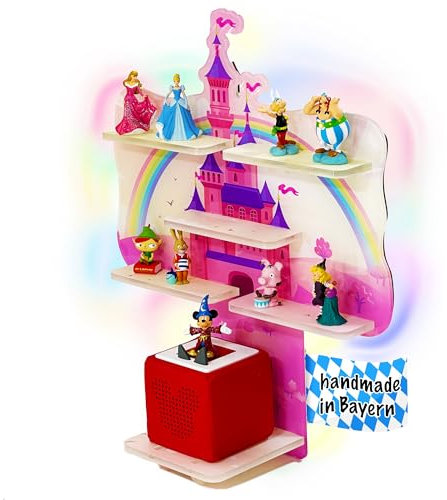 Smagnon Tonie Regal aus Acryl mit LED Beleuchtung - Passend für Toniebox oder Tonie Figuren für Jungs und Mädchen (Prinzessin Schloss)