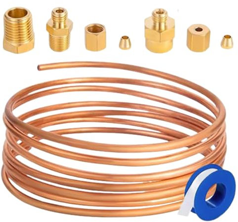 Uoqpty Kit manometro meccanico 'olio, kit manometro del tubo a pressione 'olio | Parti meccaniche filettate Olio per tubi in rame | Kit di installazione tubi in rame Strumento completo per il test a