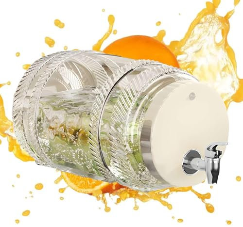 Multi-Functional Iced Tea Pitcher | Beverage Dispenser with Lid and Spigot for Juices, Iced Tea, and Coffee | Stylish Fridge Pitcher for Hot and Cold Beverages | Ideal for Parties