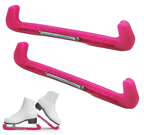 Onperpoe 1 Paar Rosa Kufenschoner Schlittschuhe Kufenschoner Eiskunstlauf Verstellbarer Schlittschuhschutz mit Spring Schlittschuh Kufenschutz Eiskunstlauf Zubehör für die Meisten Schlittschuhgrößen