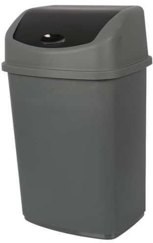 Jolie Max 35L Large Swing Top Kitchen Bin - Plastic Dustbin with Flip Top Lid - Ideal for Home and Office Waste Management - Easy to Clean, Recycle Rubbish Bin. (Anthracite with Black Lid)