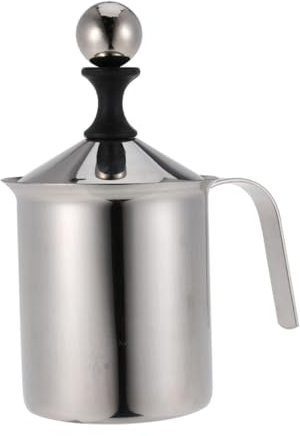 MOLUCKFU Edelstahl Manueller Milchaufschäumer Doppelnetz Milchnetz Für Dicken Und Cremigen Schaum Rostfrei Und Einfach Zu Reinigen Kaffeeschäumer Mit Anti-auslauf-design