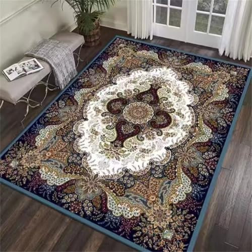 ROSURUG Babyzimmer Deko Home Deko 90X160CM Wohnzimmerteppich, schönes Blumenmeer-Designmuster, bequem, kältebeständig und lichtecht Küchenläufer rutschfest Teppich Mädchen Kinderzimmer blau