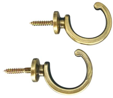 2 Pcs Tie Back Hooks for Curtains, Vintage Brass Curtain Tieback Hook, Heavy Duty Metal Ball End Wall Hooks for Keys Coats Hats for Window & Shower Curtains