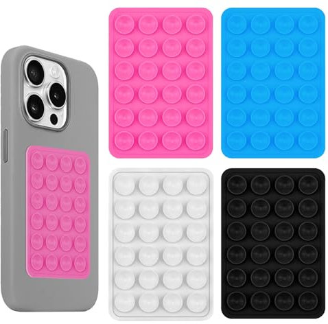 4 Pezzi Ventose per Telefono, Silicone Ventosa Telefono, Ventose Telefono, Ventosa per Telefono, Ventosa per Cellulare Forte Legame Adatto per Selfie e Video(Nero Blu Bianco Rosa)