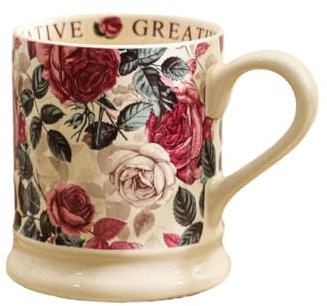 CAPIJIONG Tazza in ceramica classica con motivo floreale creativo, resistente alle alte temperature, 380 ml, per latte e caffè, rosa antica
