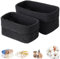 Lot de 2 paniers de rangement en corde de coton tressé empilable - Panier à linge - Paniers de salle de bain tissés pour serviettes, cosmétiques, jouets, bijoux - Noir