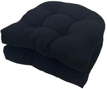 U-förmiges Rattan-Stuhlkissen für den Innen- und Außenbereich, schwarzes Kissen für Korbsitz, Sofa, Terrassenmöbel, bequem und stilvoll, 2 Stück