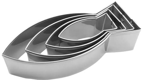 Ausstechform – Fisch-Knallbonbon-Ausstecher, Fisch-Form, 4 Stück Edelstahl-Ausstechformen, niedliche Ausstechformen, Meeresarten, Backform, Ausstechformen zum Backen