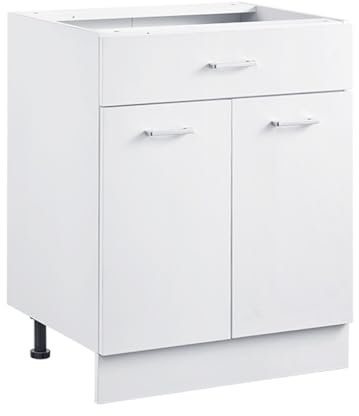 VEVOR Meuble Bas Cuisine avec Tiroirs, Placard de Cuisine Non Assemblée, Armoire de Base Prête à Assembler 60x47,7x81,6 cm, avec Glissières de Tiroir à Fermeture Douce et Étagère Réglable, Blanc
