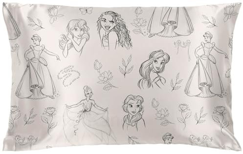 Jay Franco Disney Prinzessinnen Satin-Kissenbezug – Standardgröße 50x75 – Hochwertiger, seidig weicher Kissenbezug in Beige