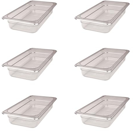AcMax 6 Stück Kunststoff GN 1/3 Gastronormbehälter GN-Behälter 2,5 Liter Tiefe 65mm Gastronorm