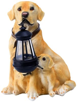 Solar Hundefigur Gartendekoration aus Kunstharz mit Beleuchtung | Außen und Heimnutzung, Tragbar und Solarbetrieben, Gemütlicher Lichteffekt, Niedriger Verbrauch