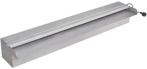 Gecheer Lame d'eau Rectangulaire à LED 60 cm en Acier Inoxydable pour Piscine, Lame Fontaines de Piscine Cascade, d' Eau Piscine Hors Sol de Jardin, Cascade Bassin Exterieur