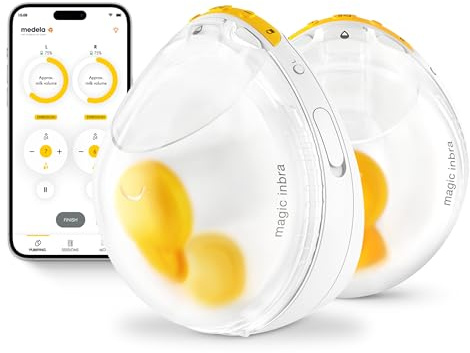 Medela Magic InBra - Extractor de leche portátil manos libres con tecnología Fluidfeel, conectividad de aplicaciones y control avanzado de sensor, ultrafino, ultraligero, silencioso, grado