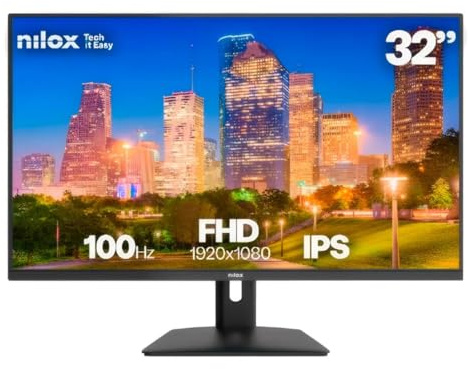 Nilox NXM32FHD1001 Monitor Gaming 32'' Full HD IPS, Frequenza 100 Hz, Tempo 4 ms, Connessioni HDMI/VGA, VESA 75×75 mm