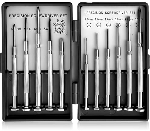 Set di cacciaviti da 11 pezzi, set di attrezzi per orologi, cacciaviti di precisione, mini set di cacciaviti, piccolo kit di riparazione per occhiali (con 1 pezzo magnete forte)