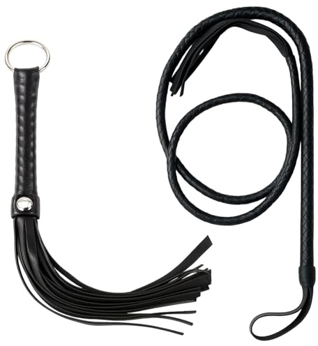 ROBGZMQW 2 Pcs Black Whip, Lasso Rope Cowboy Accessory for Role Play, Western Theme Parties, Halloween Costumes and Circus Performances