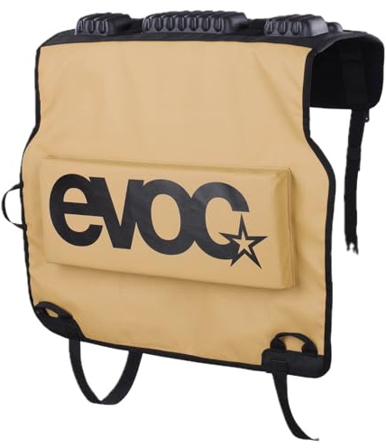 EVOC Tailgate PAD Duo Heckklappenschutz, Sand | Mountainbike-Transport für Pickups, Fahrradkoffer für 2 Bikes, Fahrrad-Transporttasche mit Gabelrohr-Padding