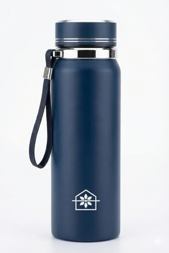Cosmasen Botella de Agua Acero Inoxidable 1000 ml (1 Litro) - Cantimplora Térmica de Doble Pared al Vacío | Mantiene Frío 24h y Calor 12h | Botella Antifugas Sin BPA | Gimnasio y Oficina,Azul