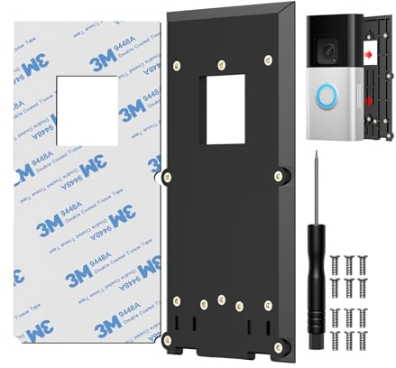 No-Drill Ring Doorbell Mount, Adhesive Doorbell Bracket Compatible with Ring Video Doorbell (2nd Generation 2020 Release)/3/3 Plus/4/ Puls/ Pro Mounting Plate Holder Accessories for Houses & Apartment