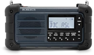 Roberts SOLARDAB99 FM/DAB/DAB+ Solar-Powered & Wind-up Portable Radio, Blue | With Bluetooth, Flashlight and Emergency Siren