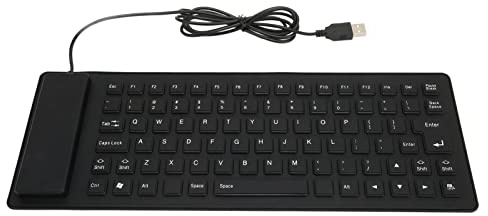 Hulex Supplies Foldable Silicone Keyboard, 85 Keys USB Wired Flexible Keyboard, Silent Design, Foldable Slim Keyboard for Laptop Desktop Travel Office
