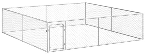 GeenYuu Outdoor Galvanised Steel Dog Kennel 4 x 4 x 1 m with Wire Mesh, Swing Door and Safety Latch for Puppy Run, Weatherproof, Durable, Safe Dog Cage in Garden and Yard