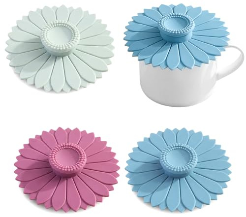 3 Pack Silicone Cup Covers for Drinks, 4.1-Inch Reusable Drink Covers Anti Spike, Flexible Glass Covers for Drinks, Mug with Lid for Hot Coffee and Tea, Safe Silicone Lids for Outdoor Camping