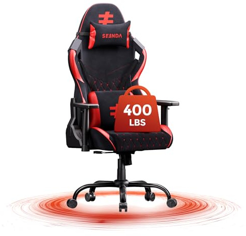 seenda GCPro-20 Ergonomischer Gaming Stuhl & Bürostuhl, Schwarz/Rot