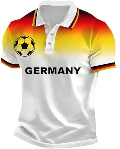 AIDTFUIEY 2026 Germany Football Shirt for Men World Cup Clear Printed Shirts Short Sleeve Button Down Workout Tops Summer Stretch Loose Training Top for Everyday Wear and Matches