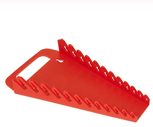 Ernst Manufacturing 5015 Gripper Wrench Organizer with Ergonomic Design, Holds 12 Wrenches, Red