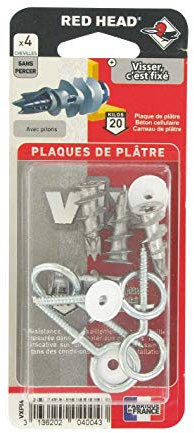 Red head - Cheville auto-taraudeuse tête fraisée Vix / Avec piton - 4,5 x 50 - 4